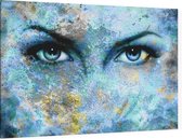 Blauwe vrouwen ogen - Foto op Canvas - 90 x 60 cm