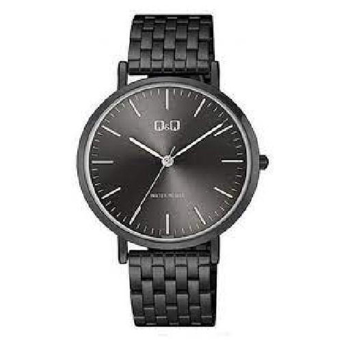 QQ model QA20j432y prachtig zwart herenhorloge met mooie schakelband en duidelijke wijzerplaat 3atm waterdicht