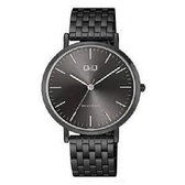 Q&Q model  QA20j432y prachtig zwart herenhorloge met mooie schakelband en duidelijke wijzerplaat 3atm waterdicht