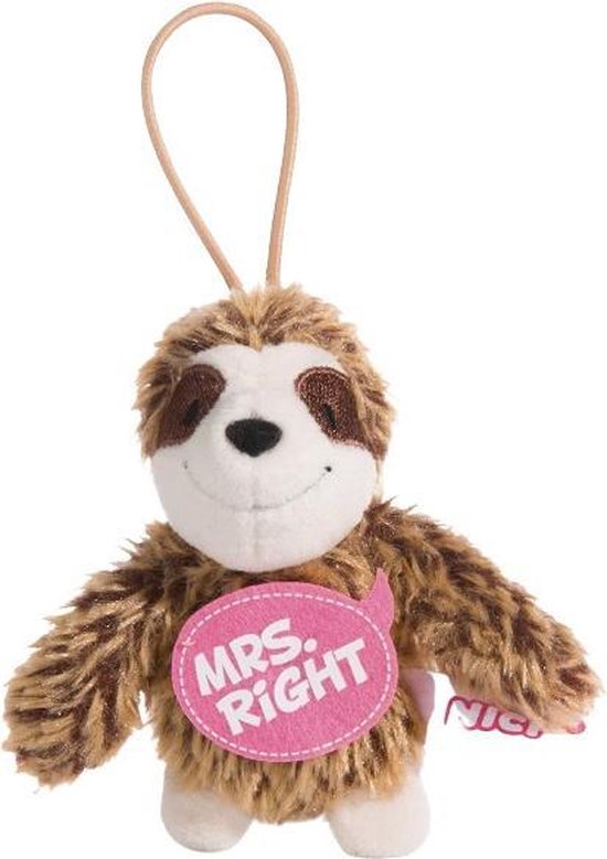 Nici Knuffelhanger Luiaard Mrs. Junior 10 Cm Polyester Bruin