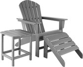 tectake -  Tuinstoel Janis met voetsteun en tafel - houtlook - grijs - 404165