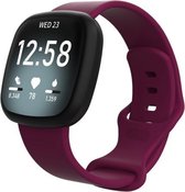 By Qubix geschikt voor Fitbit Versa 3 - Fitbit Versa 4 - Fitbit Sense 1 - Fitbit Sense 2 Sportbandje - Wijnrood - Maat: M-L Smartwatchbandje bandje Armband Polsband Strap Band