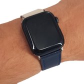 Geschikt voor Apple Watch bandje 38 / 40 / 41 mm - Series 1 2 3 4 5 6 7 SE - Smartwatch iWatch horloge band - 38mm 40mm 41mm - Fungus - PU Leer - Blauw - Net