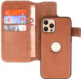 Bestcases - iPhone 12 - iPhone 12 Pro - Uitneembare 2-in-1 Leder Hoesje - Book Case Telefoonhoesje - Cognac
