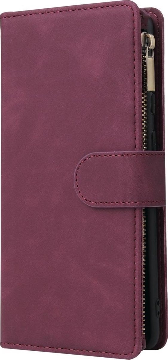 Mobigear Telefoonhoesje geschikt voor Samsung Galaxy Note 10 Lite Hoesje | Mobigear Zipper Bookcase Portemonnee | Pasjeshouder voor 6 Pasjes | Telefoonhoesje voor Pinpas / OV Kaart / Rijbewijs - Rood