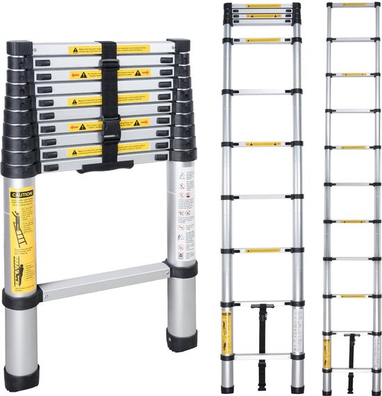 Gutos Telescopische ladder – vouwladder – uitschuifbare ladder – inklapbaar  – soft... | bol.com