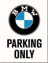 BMW Parking Only. Koelkastmagneet 8 cm x 6 cm.