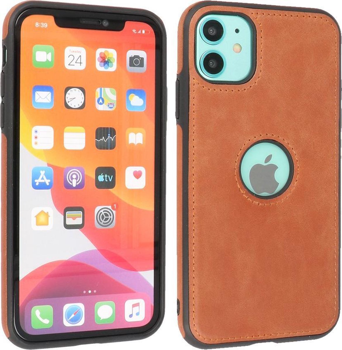 BAOHU - Lederen Hoesje Backcover - Geschikt voor iPhone 11 - Cognac