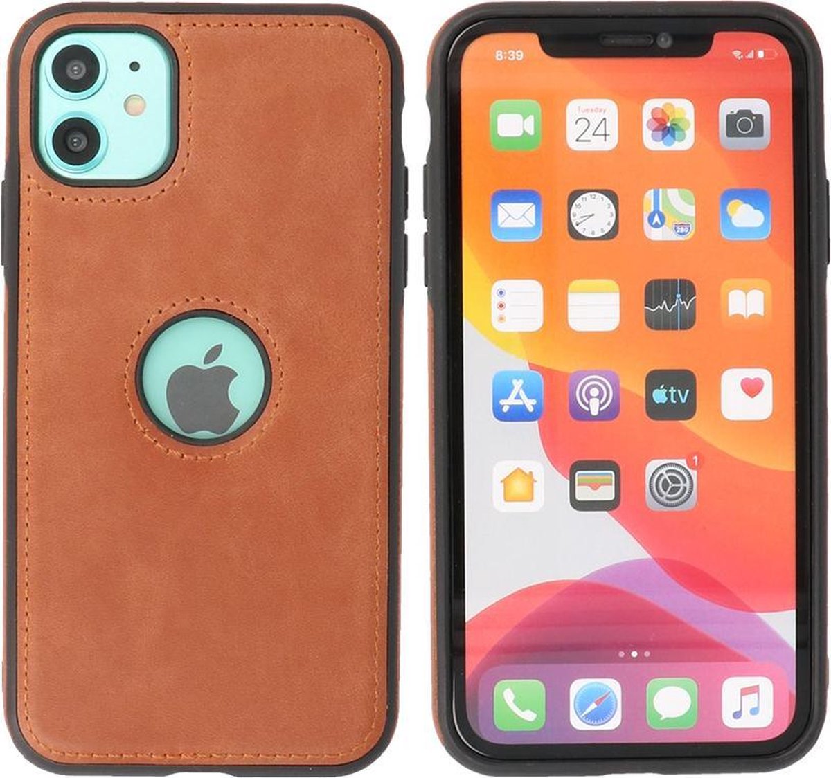 Bestcases - Lederen Backcover - Echt Leer Hoesje - Geschikt voor iPhone 11 - Cognac
