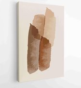 Botanical wall art vector set. Earth tone boho foliage line art drawing with abstract shape. 1 - Moderne schilderijen – Vertical – 1825047539 - 40-30 Vertical