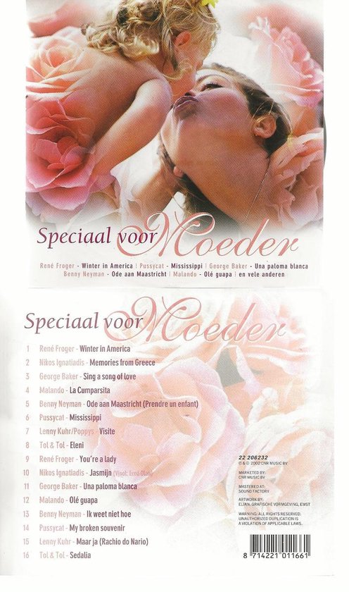 Albumhoes "Speciaal voor Moeder" met een afbeelding van twee vrouwen, tekst en tracklist.