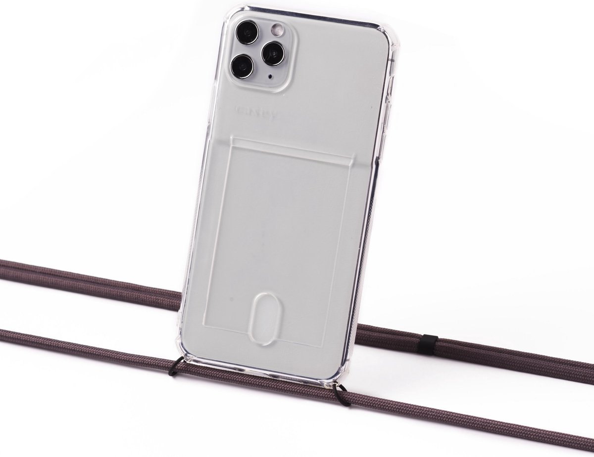 Apple iPhone XR silicone hoesje transparant met koord gray