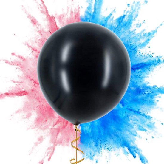 Gender Reveal Ballon - Jongen of Meisje Gender Reveal Party Decoratie - Zwarte Ballon met Roze en Blauwe Poeder