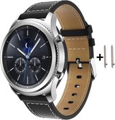 PU Lederen Horloge Band Voor Samsung Galaxy Watch 46 MM – Maat: zie maatfoto - Armband Polsband / Strap / Sportband - Zwart