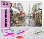 Diamond Painting 30 x 40 Parijs Stad - Pakket voor Volwassen en Kinderen met Ronde Steentjes – Volledig Inclusief Accessoires - Pen - Schudbakje - Wax - Pincet