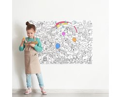 XXL Giant Kleurplaat met Eenhoorn voor Kinderen - Grote Kleurboek met Unicorn voor Meisjes, Jongens en Volwassenen - Kleurposter 980x680 mm - UNICORNS