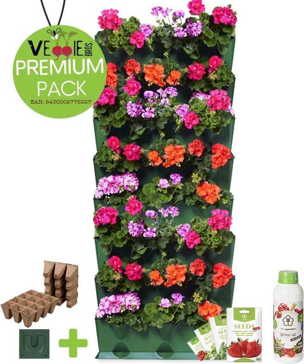 Minigarden® Vertical Kitchen Garden - verticale tuin - verticaal tuinieren - PREMIUM PACK met verankeringclips, irrigatie microdripbuizen, vloeibare voedingsstof, inclusief 4 vruchtenzaden & 24 zaaipotjes - GROEN