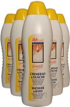 Douchecrème - Badcrème - Honey & Milk - Body Care - Voordeelverpakking - 6 x 1000 ml