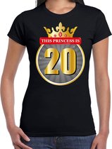 This Princess is 20 verjaardag t-shirt - zwart - dames - 20 jaar kado shirt M