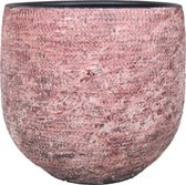 Bloempot/plantenpot van keramiek in een oud roze moziek motief met diameter 24 cm en hoogte 22 cm -  Binnen gebruik