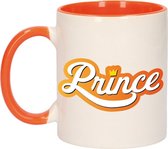 Koningsdag prince beker / mok wit en oranje - 300 ml - oranje bekers