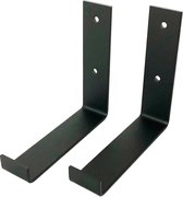 GoudmetHout Industriële Plankdragers L-vorm UP 15 cm  - Staal - Mat Zwart - 4 cm x 15 cm x 15 cm