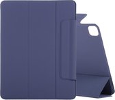 Horizontale flip Ultradunne dubbelzijdige clip Vaste gesp Magnetische PU lederen tas met drievoudige houder & slaap- / wekfunctie voor iPad Pro 12,9 inch (2020) (donkerblauw)