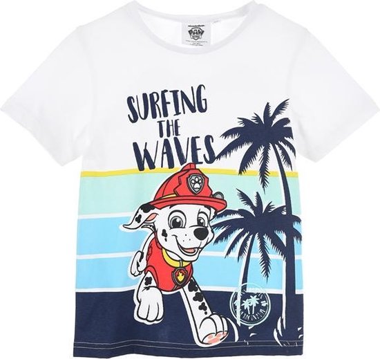 T-shirt Paw Patrol Nickelodeon Surfing The Waves. Taille 98 cm / 3 ans