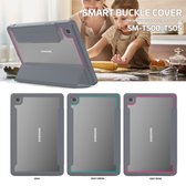Étui pour Samsung Galaxy Tab A7 (2020) - Étui à livres à trois volets avec coque arrière transparente et porte-crayon - 10,4 pouces - Blauw clair / Grijs