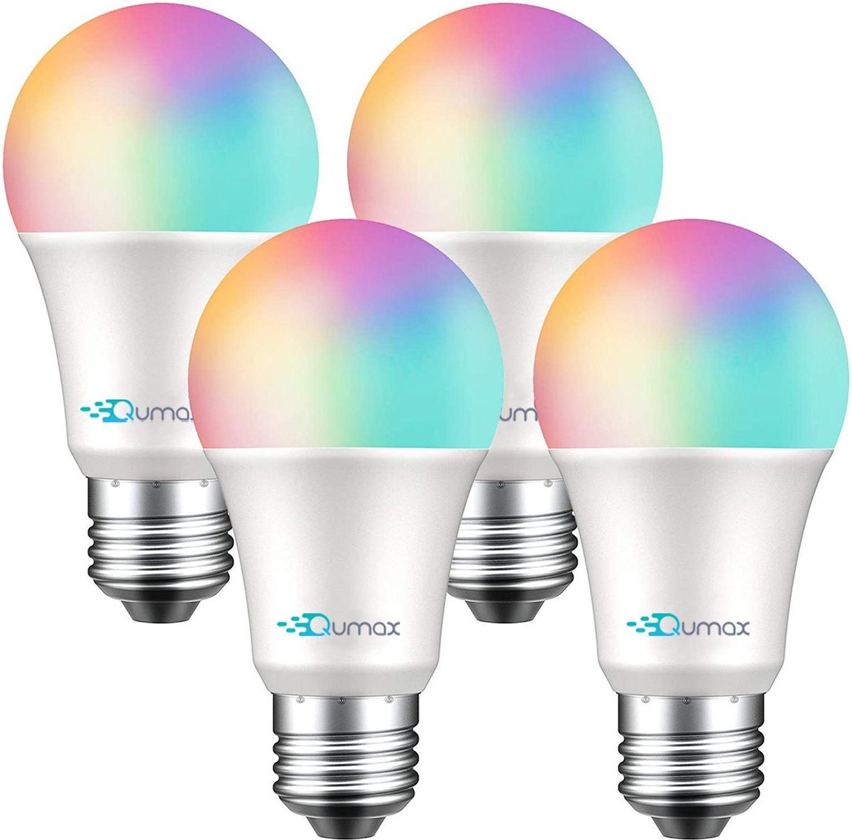 Qumax Smart Lamp E27 – 4 Stuks Slimme verlichting – 16 Miljoen Kleuren –  Voor Google... | bol.com