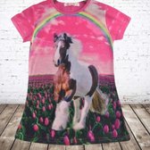 Meisjes shirt met paard en regenboog -s&C-98/104-t-shirts meisjes