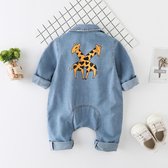 Newborn - Baby Kleding Meisje - Baby Kleding Jongens - Baby Cadeau - unisex - Baby romper - Korte en Lange Mouw - Giraffe Print - Kraamcadeau - Babyshower Cadeau - Denim - 0-3 Maanden