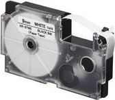 CASIO XR schrijfcassette, zwart op wit, 18 mm / 8 m