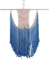 Macrame Wandkleed Touw Muurdecoratie Thorin - Katoen - Wanddecoratie - Wit/Blauw - 70 x 100 cm