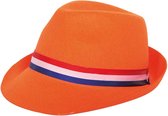 Oranje Hoed - Trilby - met een mooie rood wit blauwe bies.