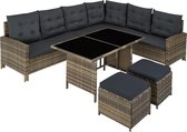 tectake  -  Barletta - Wicker zitgroep met tafel - kleur: natuur  - 403721