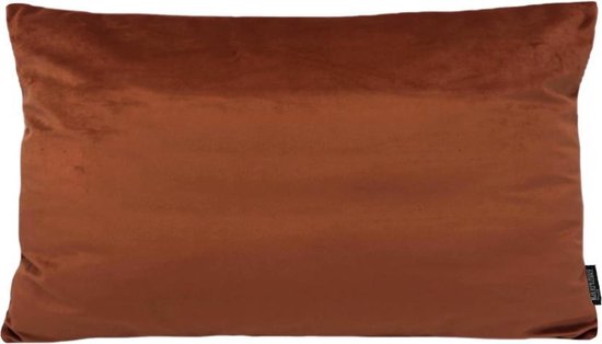 Housse de coussin longue en velours marron Cognac | Velours - Polyester | 30 x 50 cm