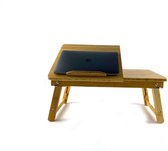 Houten laptop tafel van WDMT™ | 56 x 35 cm | Uitschuifbare laptop tafel inclusief houder en opberg ruimte | Bruin