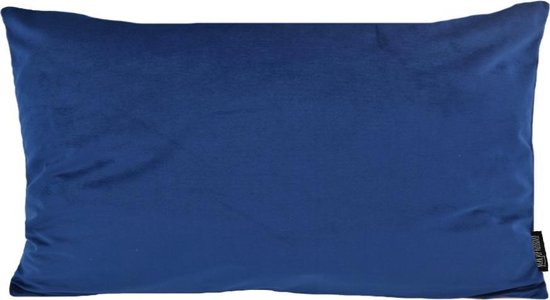 Housse de coussin longue en velours bleu foncé | Velours - Polyester | 30 x 50 cm