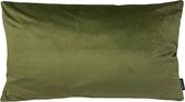 Housse de coussin longue en velours vert olive | Velours - Polyester | 30 x 50 cm