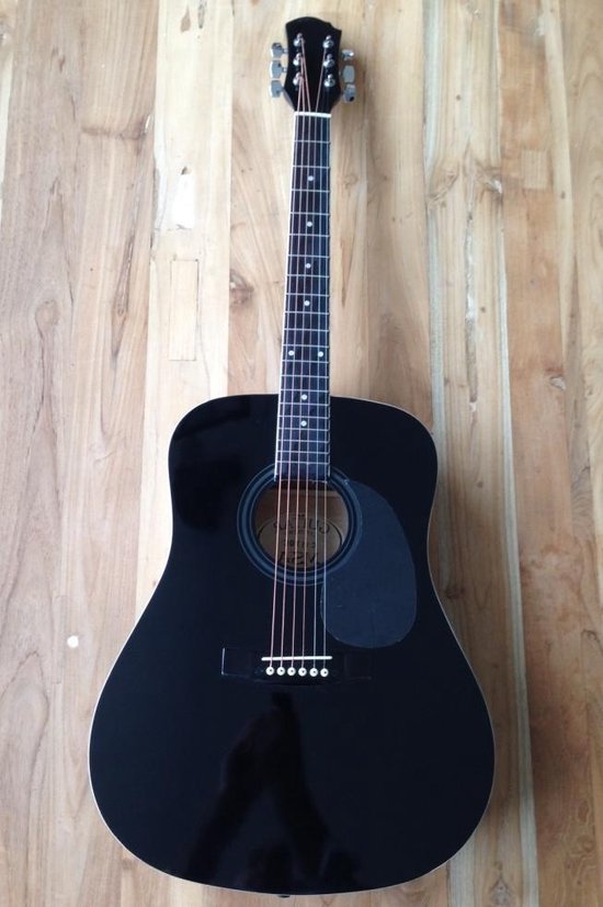 MSA CW170 guitare folk western acoustique noire, dreadnought, haute  brillance