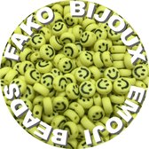 Fako Bijoux® - Letterkralen Rond - Emoji / Smiley Kralen - Acryl - 7mm - Sieraden Maken - 250 Stuks - Geel