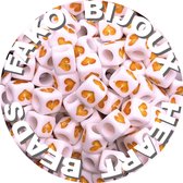 Fako Bijoux® - Hartjes Kralen Vierkant - Acryl - 7mm - Sieraden Maken - 150 Stuks - Geel