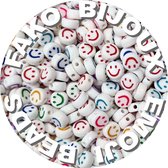 Fako Bijoux® - Letterkralen - Emoji / Smiley Kralen - Acryl - 7mm - Sieraden Maken - 250 Stuks - Regenboog