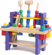 ZaciaToys Houten Werkbank met gereedschap - Speelgoed Werktafel - 24-Delig - Mini Gereedschaps Tafel - Houten speelgoed