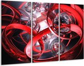 Glasschilderij Abstract - Rood, Zwart, Wit - 120x80cm 3Luik - Foto Op Glas - Geen Acrylglas Schilderij - GroepArt 6000+ Glas Art Collectie - Maatwerk Mogelijk