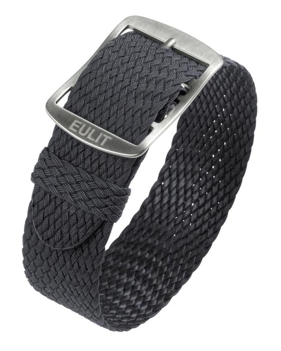 EULIT horlogeband - perlon - 18 mm - grijs - metalen gesp
