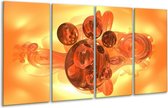 GroepArt - Glasschilderij - Abstract - Geel, Goud, Zwart - 160x80cm 4Luik - Foto Op Glas - Geen Acrylglas Schilderij - 6000+ Glasschilderijen Collectie - Wanddecoratie