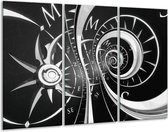 GroepArt - Schilderij -  Abstract - Zwart, Wit, Grijs - 120x80cm 3Luik - 6000+ Schilderijen 0p Canvas Art Collectie