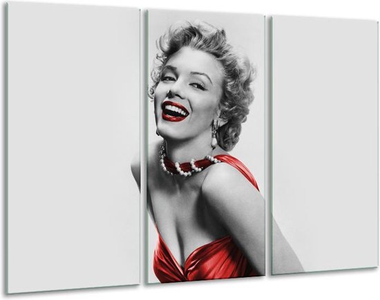 Canvas Schilderij Marilyn Monroe | Grijs, Rood, Zwart | | F006898